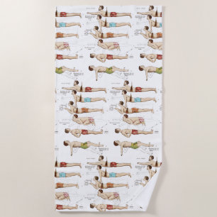 Wie man Vintage französische Schwimmer schwimmt Strandtuch