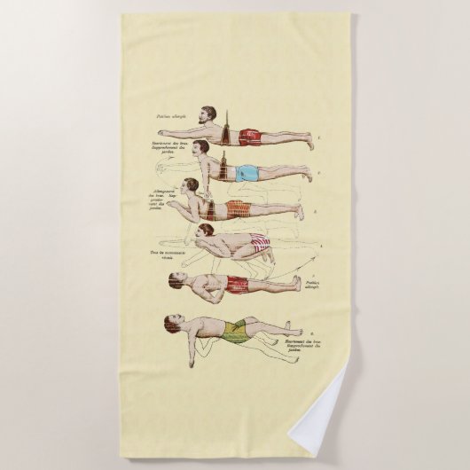 Wie man Vintage französische Schwimmer schwimmt Strandtuch (Vorderseite)