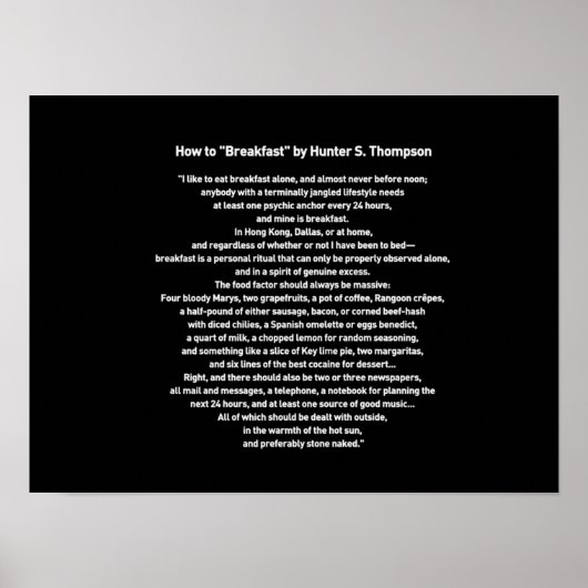 Wie man von Hunter S Thompson frühstückt Poster (Vorne)
