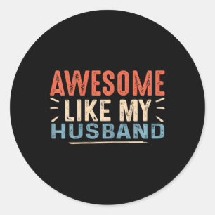 Wie mein Ehemann Vintagen Niedlichen Vatertagsfami Runder Aufkleber