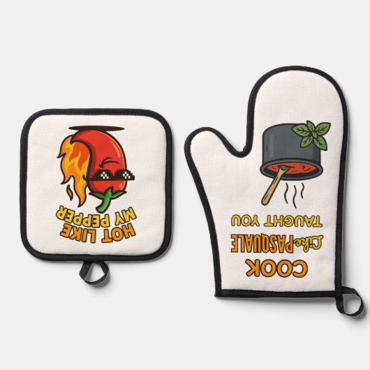 Wie mein Pepper Ver2 Oven Mitt & Pot Holder Set (Vorderseite)