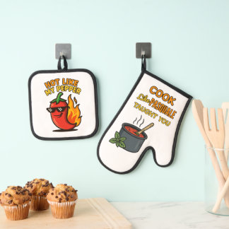 Wie mein Pepper Ver2 Oven Mitt & Pot Holder Set