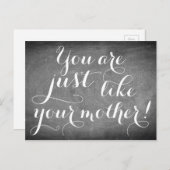 Wie Mother Handwriting Typografie Schwarz-weiß Postkarte (Vorne/Hinten)