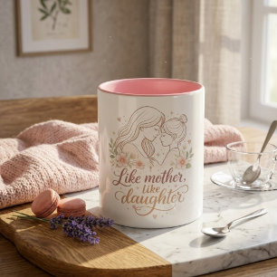 Wie Mutter So Tochter - Minimalistische Florale Mo Zweifarbige Tasse