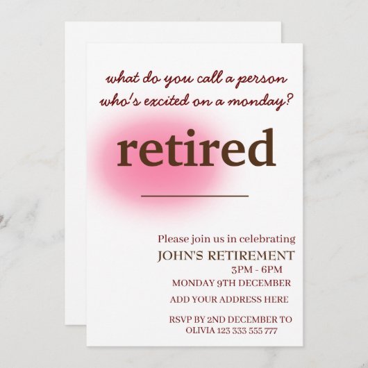 Wie nennt man eine Person, die aufgeregt in den Ru Einladung (Vorne/Hinten)