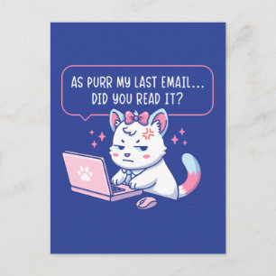 Wie Purr My Last Email - Lustiger Katzen Büro Humo Postkarte
