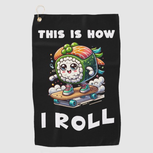 Wie Roll Kawaii Skateboarding Sushi Golfhandtuch (Vorderseite)