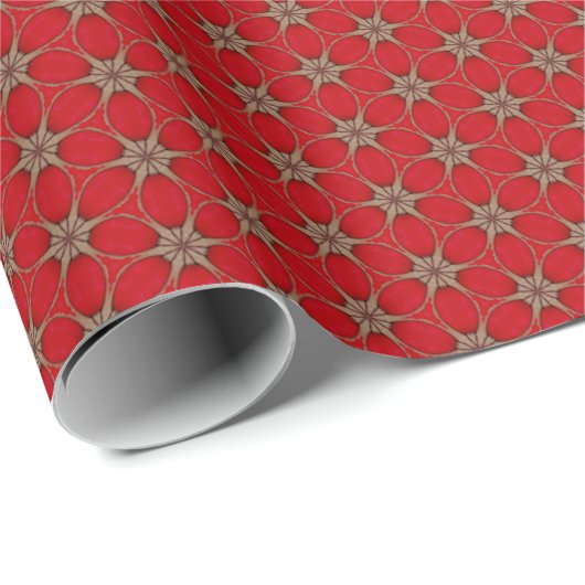 Wie rotes Blumen-Muster-Verpackungs-Papier Geschenkpapier (Rolleneckpunkt)