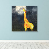 Wie schmeckt der Mond? Giraffe & Moon | LEINWAND (Insitu (Holzboden))