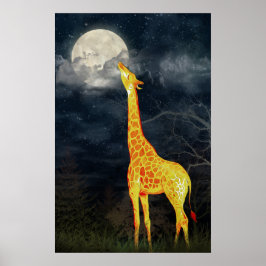 Wie schmeckt der Mond? Giraffe und Mondposter Poster