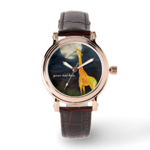 Wie schmeckt der Mond? Giraffe und Mondschau Armbanduhr