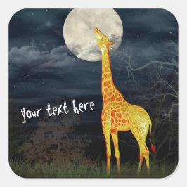 Wie schmeckt der Mond? Giraffe und Moon Sticke Quadratischer Aufkleber