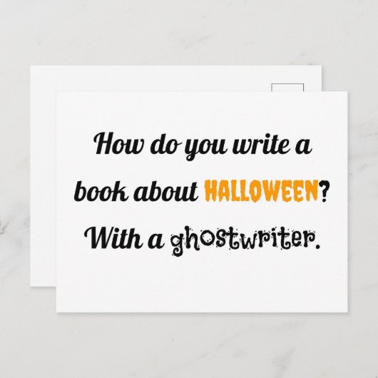Wie schreibt man ein Buch über Halloween? Mit Hut Postkarte (Vorne/Hinten)