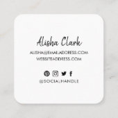 Wie Share folgen Sie Brush Script Black Social Med Quadratische Visitenkarte (Rückseite)