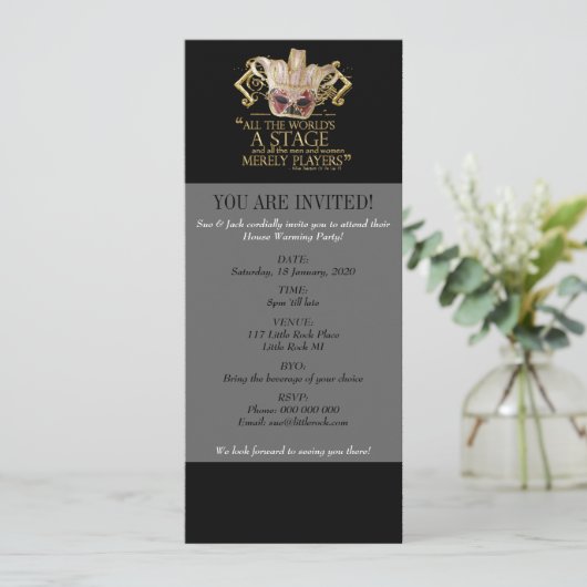 Wie Sie es Bühne-Zitat mögen (Goldversion) Einladung (Stehend Vorderseite)