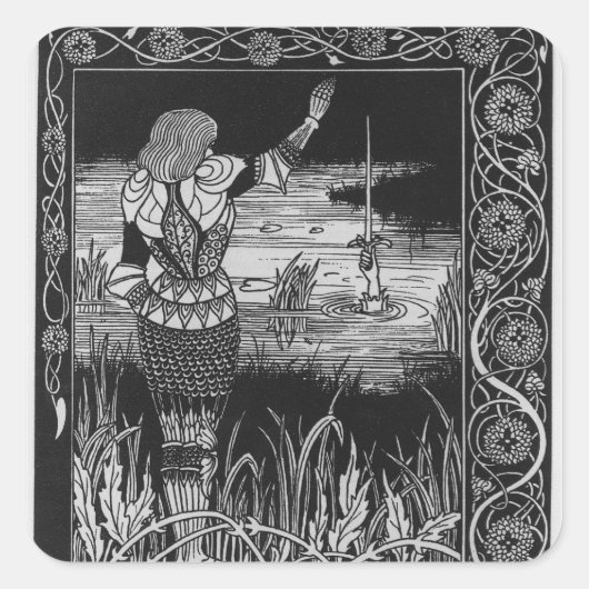 Wie Sir Bedivere das Schwert Excalibur vergossen h Quadratischer Aufkleber (Vorderseite)