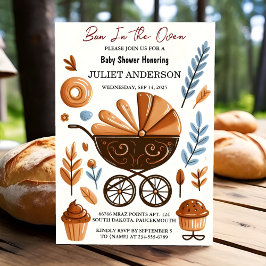 Wie Spaß Retro Boho Kuchen Bun in Oven Baby Dusche Einladung