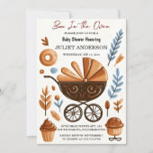 Wie Spaß Retro Boho Kuchen Bun in Oven Baby Dusche Einladung (Vorderseite)