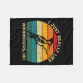 Wie Spechte Ok_ Lustiger Specht Retro Fleecedecke (Vorderseite (Horizontal))