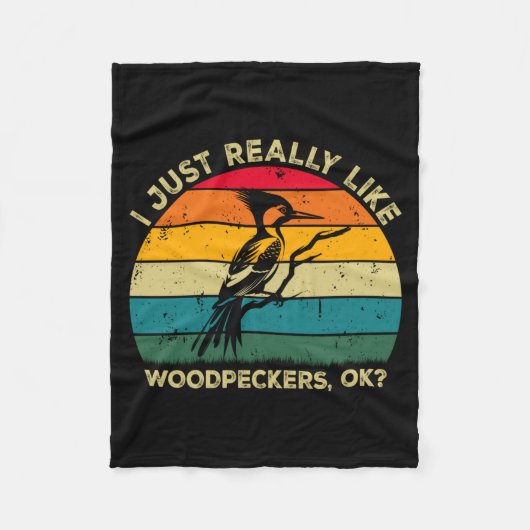 Wie Spechte Ok_ Lustiger Specht Retro Fleecedecke (Vorderseite)