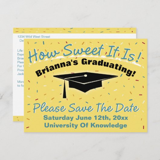 Wie süß es ist Abschluss Save the Date Postkarte (Vorne/Hinten)