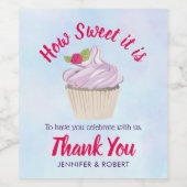 Wie süß es ist Pink Cupcake Wedding Danke Weinetikett (Einzelnes Label)