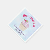 Wie süß es ist Pink Cupcake Wedding Serviette (Ecke)