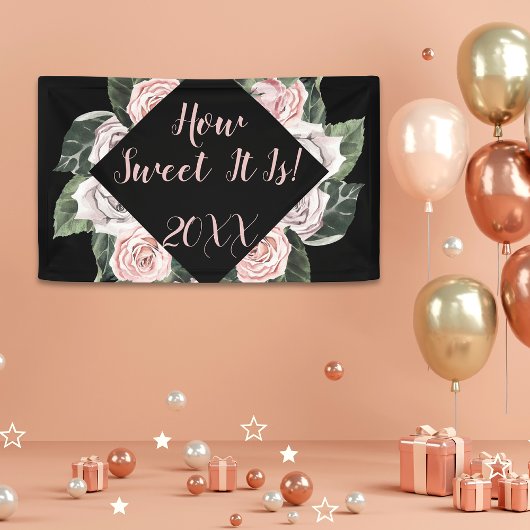 Wie süß es ist rosa Rosen Abschluss Banner