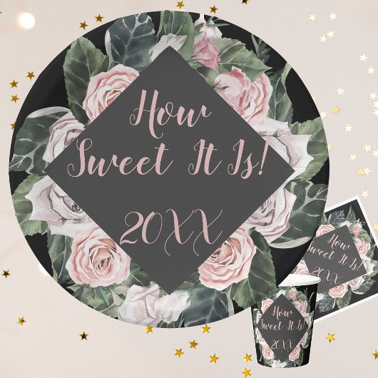 Wie süß es ist rosa Rosen Abschluss Pappteller