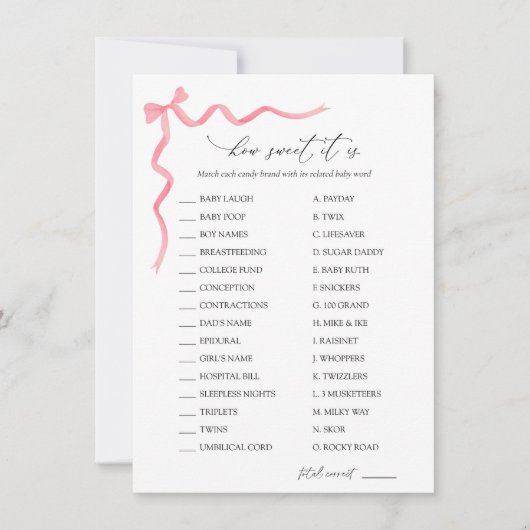 Wie süß es ist Süßigkeiten-Baby-Duschspiel Einladung (Vorderseite)