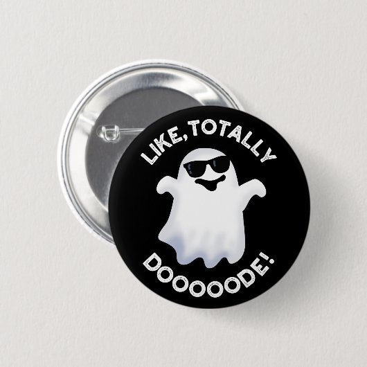 Wie Totally Doode Funny Ghost Pun Dark BG Button (Vorne & Hinten)