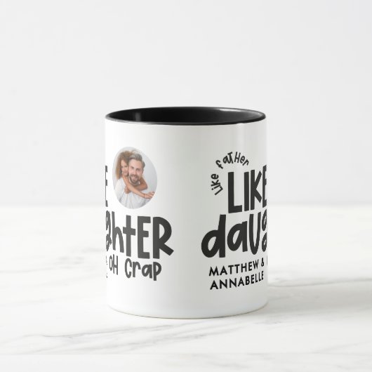 Wie Vater wie Tochter lustiges Foto Tasse (Zentrum)