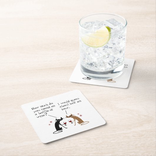 Wie viel verbringen Sie für eine Flasche Wein? Rechteckiger Pappuntersetzer (Vor Ort)