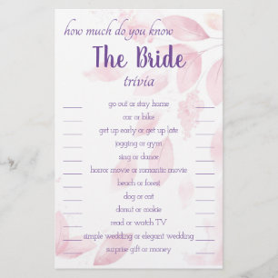 Wie viel wissen Sie über die Bride Trivia Card? Flyer
