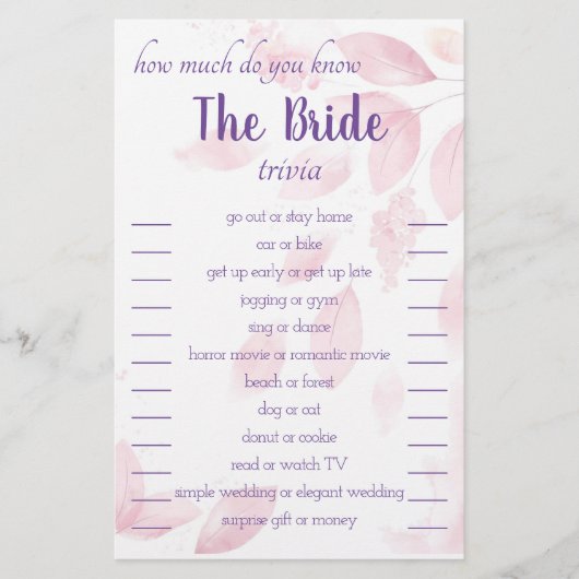 Wie viel wissen Sie über die Bride Trivia Card? Flyer (Vorne)