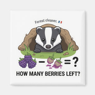 Wie viele Beeren? Dachs Frankreich Mathe Subtrakti Magnet
