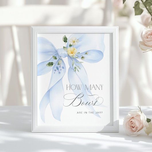 Wie viele Bows Blue Blume Bow Baby Dusche Poster