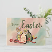 Wie viele Brötchen und Hühner ? Feiertagskarte (Stehend Vorderseite)