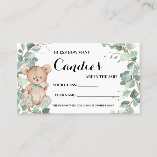 Wie viele Candies Bear Green Shower Game Card Platzkarte (Vorderseite)