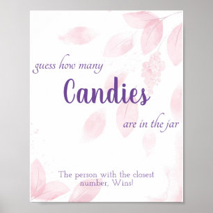 Wie viele Candies Brautparty Game Sign Poster