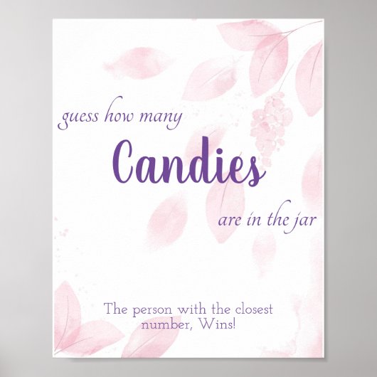 Wie viele Candies Brautparty Game Sign Poster (Vorne)