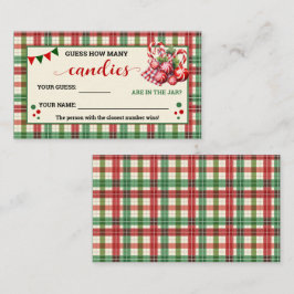 Wie viele Candies Game Christmas Kariert Card Platzkarte