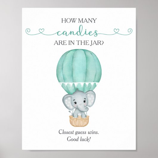 Wie viele Candies Green Elephant Baby Duschgame Poster (Vorne)