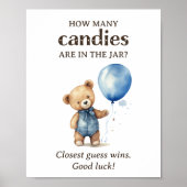 Wie viele Candies Teddy Bear Boy Baby Dusche Poster (Vorne)