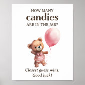 Wie viele Candies Teddy Bear Girl Baby Dusche Poster (Vorne)