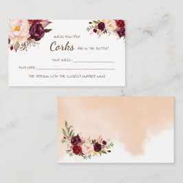 Wie viele Corks Marsala Brautparty Spielkarte Platzkarte