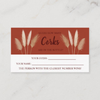 Wie viele Corks Pampas Brautparty Game Card Platzkarte