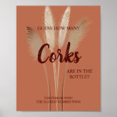 Wie viele Corks Pampas Brautparty Game Sign Poster (Vorne)
