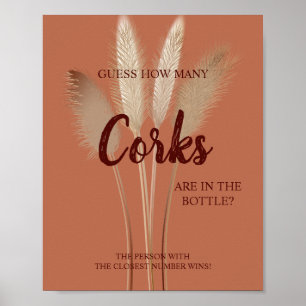 Wie viele Corks Pampas Brautparty Game Sign Poster
