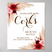 Wie viele Corks Pampas Brautparty Game Sign Poster (Vorne)